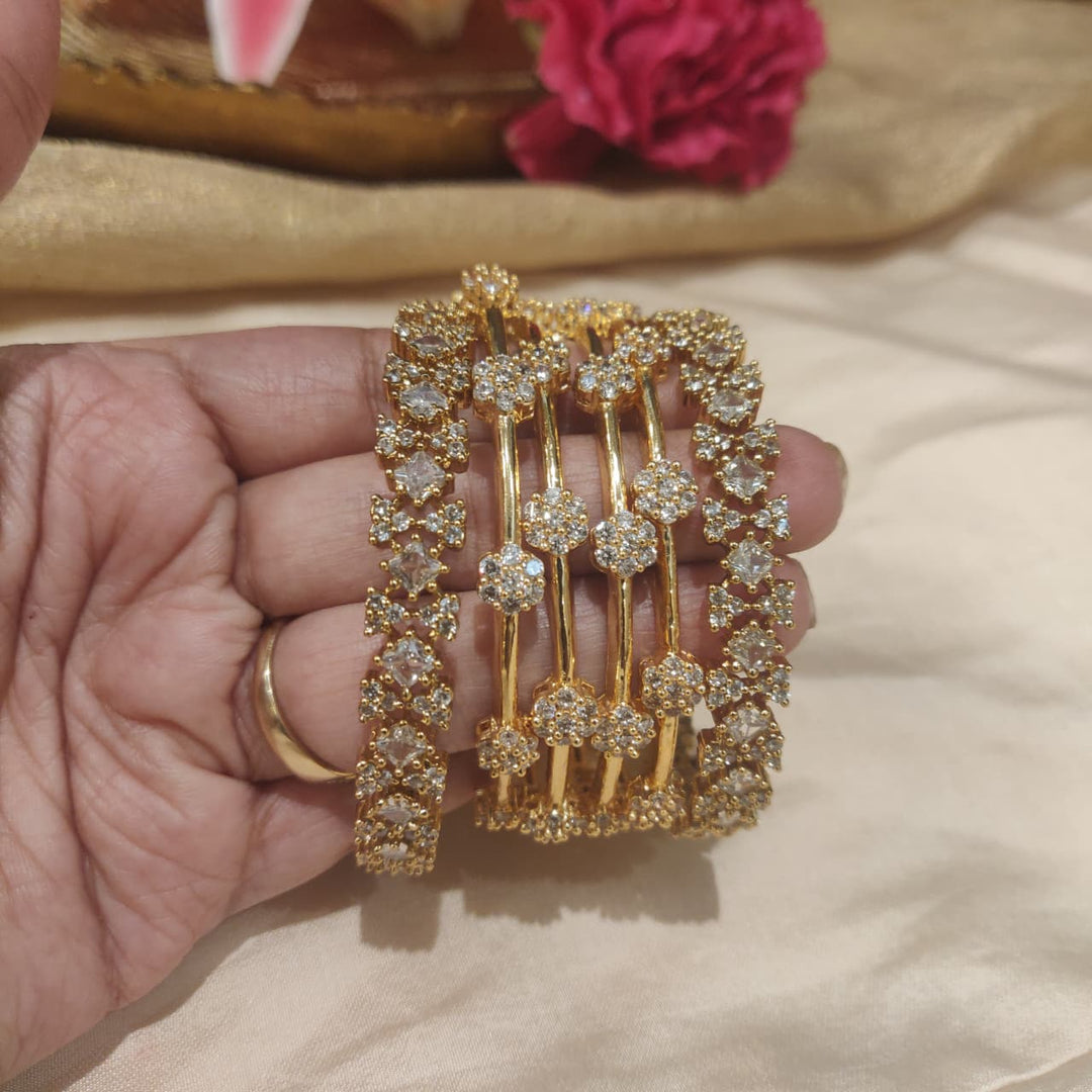 Elegant Crystal AD Stone Bangles Combo set