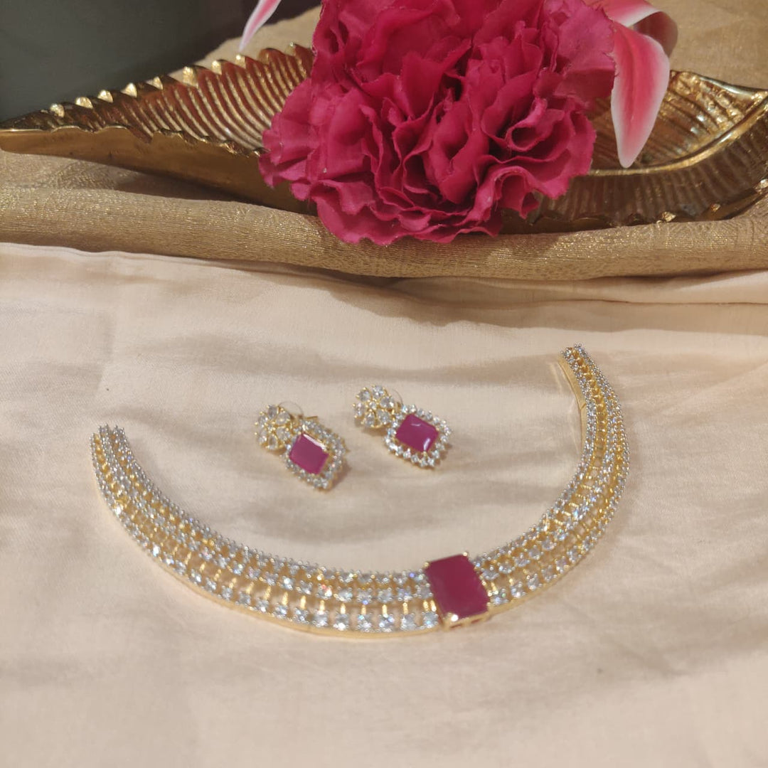 Resplendent CZ Ruby Stone Necklace