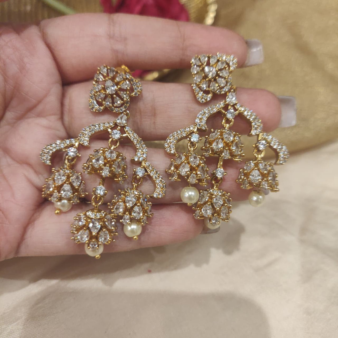 Lustrous Floral Crystal AD Stone Droplet Earring