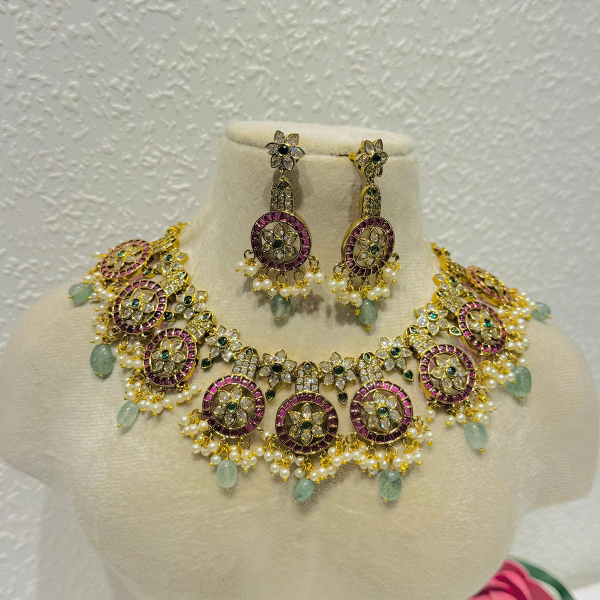 Ruby chakra golden bridal choker