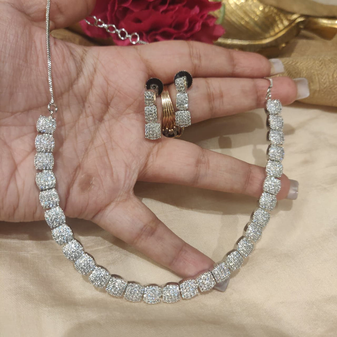 Elegant CZ Boxy Necklace