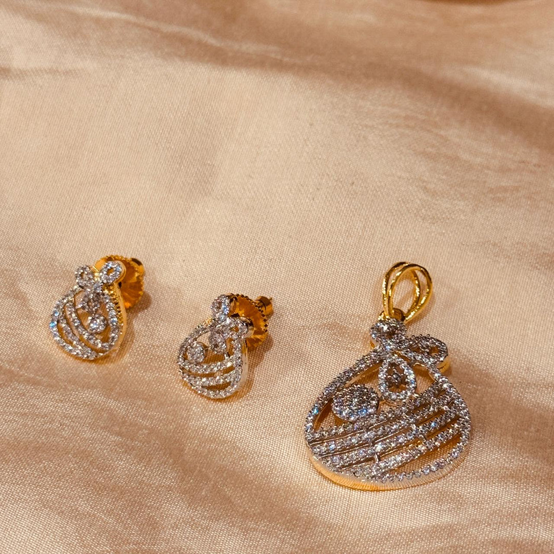 Rare CZ AD Stone Pendant with Chain