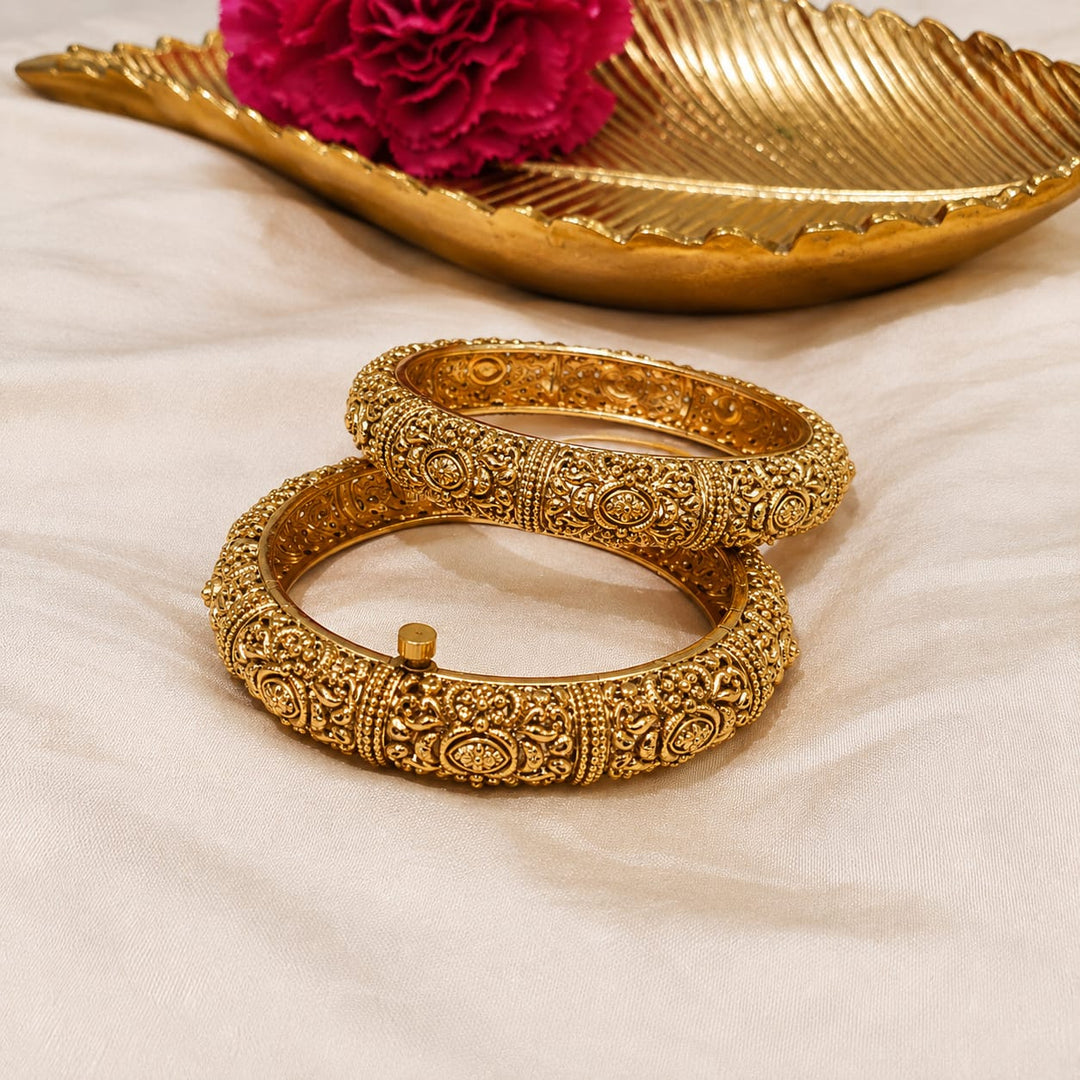 Opulent Golden Nakshi Bangles set of 2