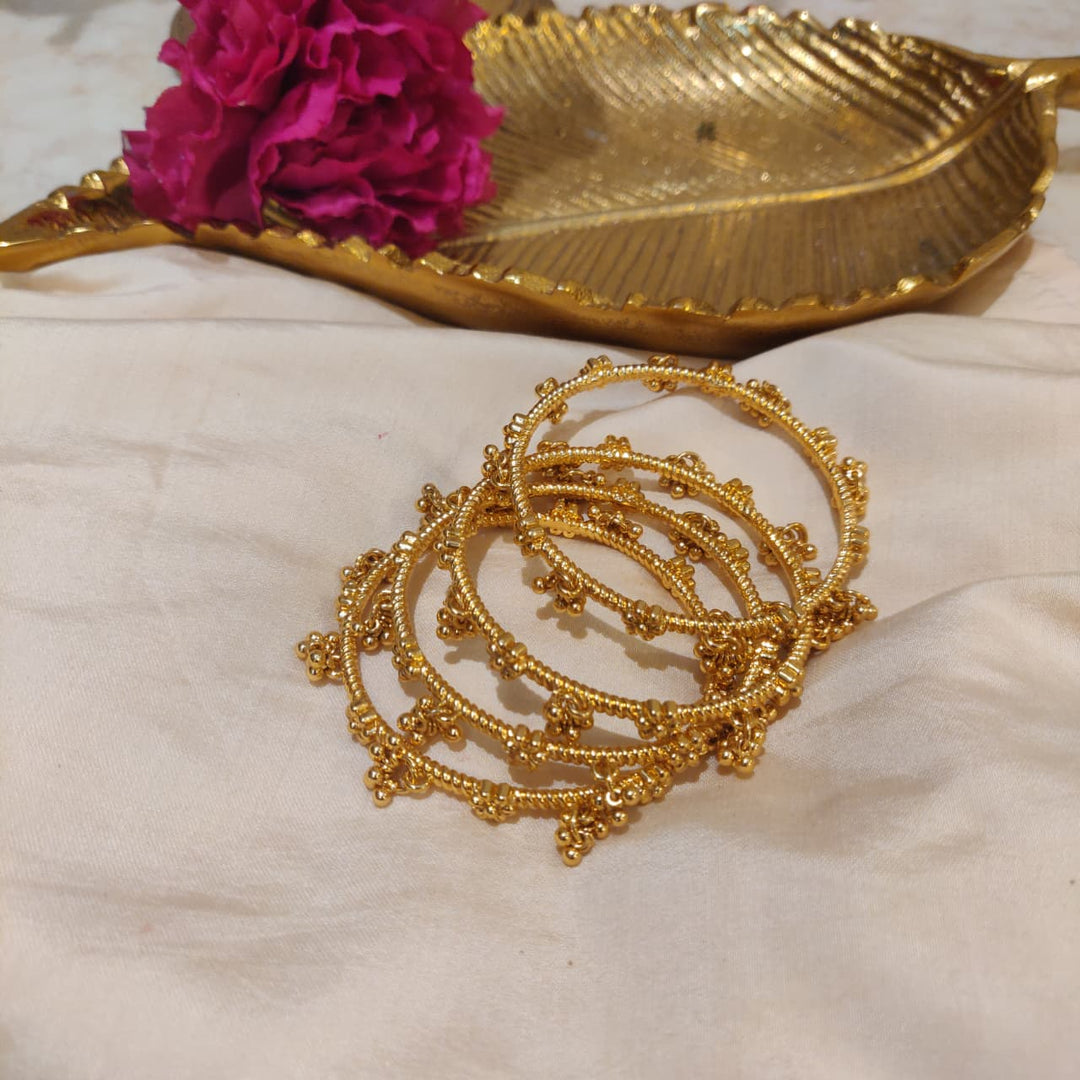 Sparkling Golden Beads Bangles set of 4