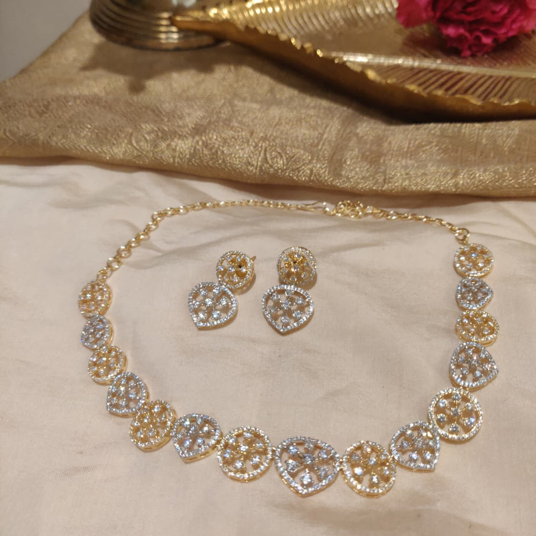 Sparkling Floral Golden CZ Necklace