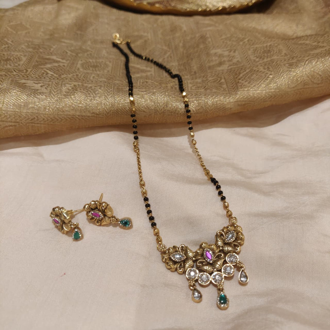 Lustrous Floral Droplet AD Stone Mangalsutra