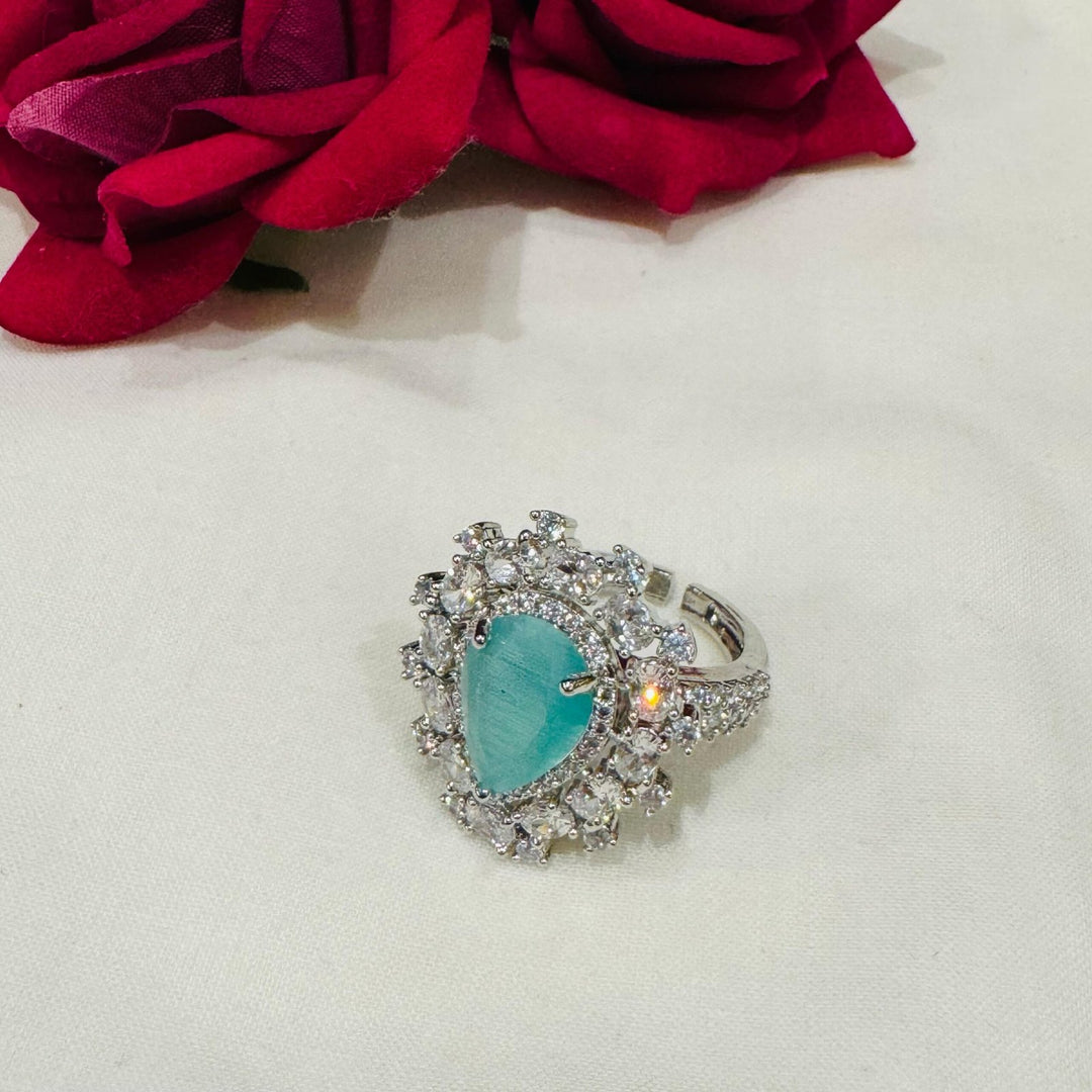 Sky blue ad stone silver ring