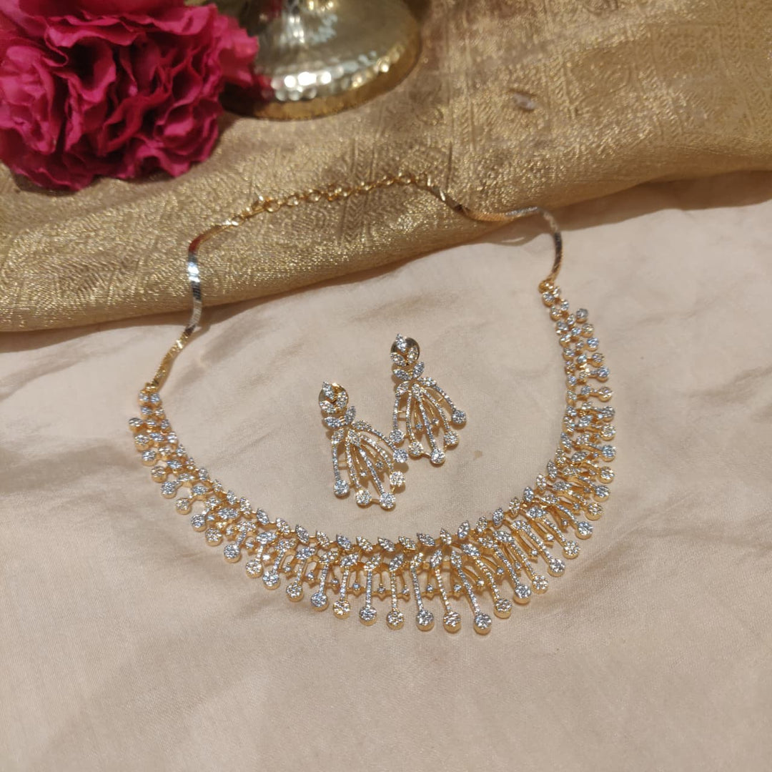 Sparkling Golden CZ Droplet Necklace