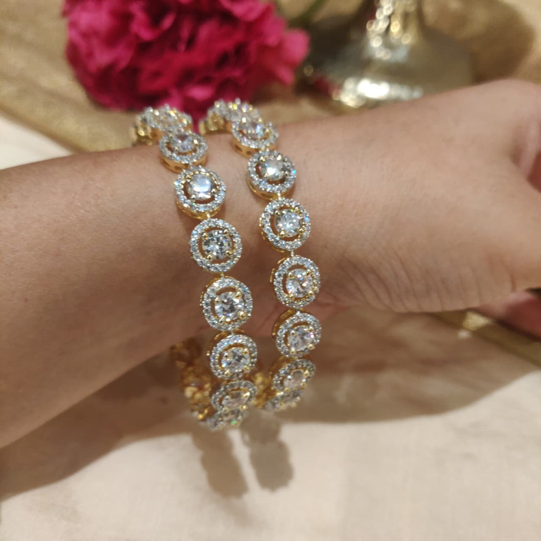 Alluring Crystal AD Stone Bangles set of 2