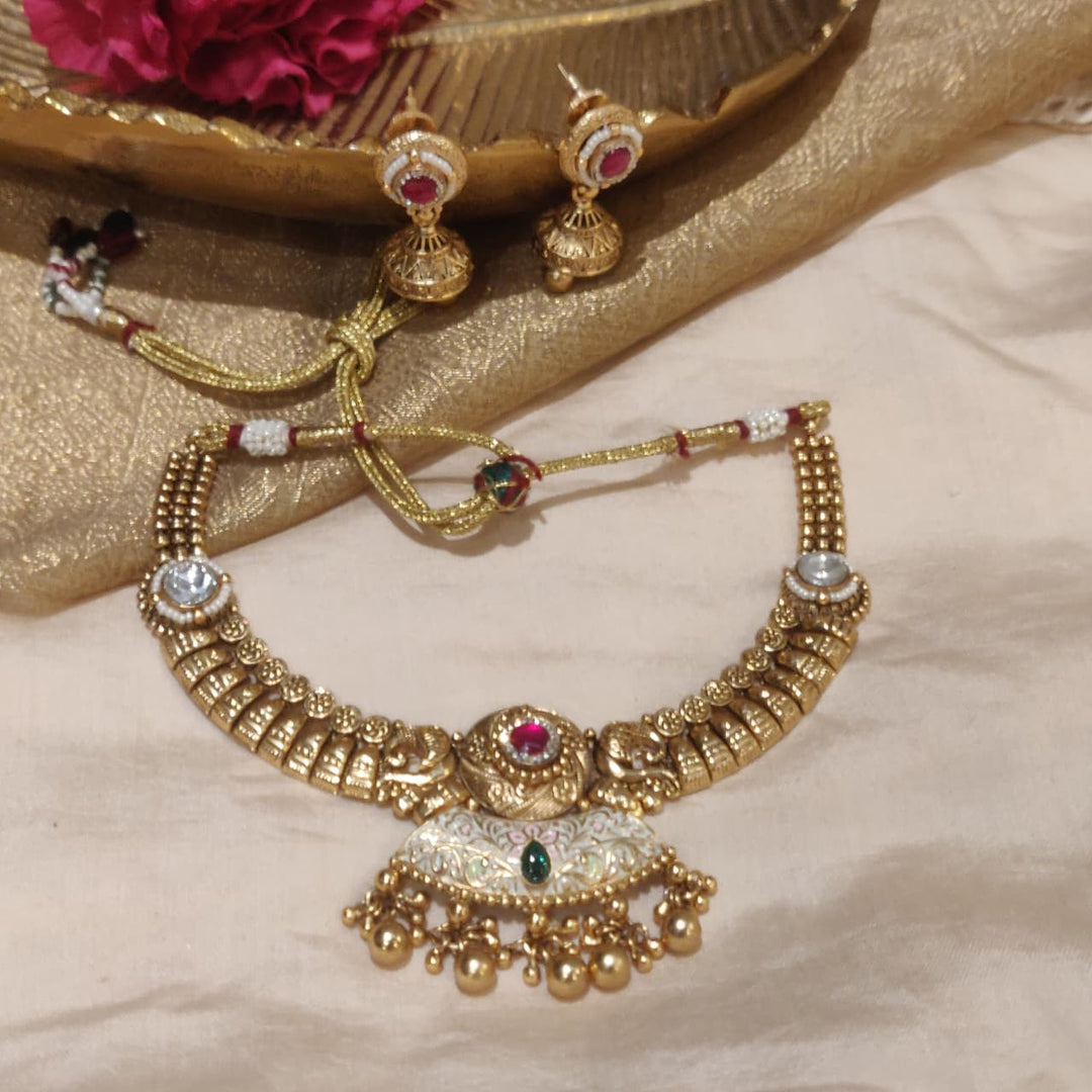 Exquisite Golden Ruby Necklace Set