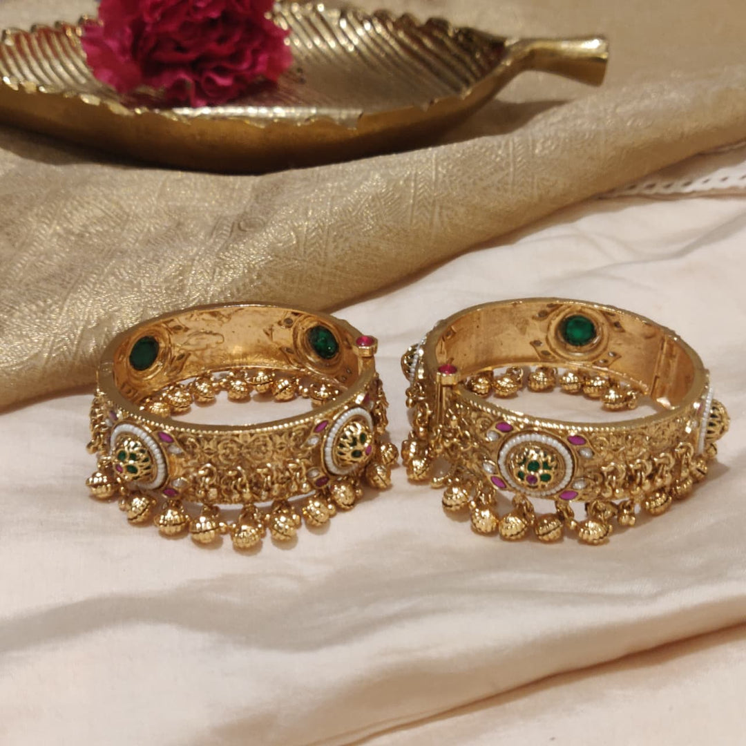 Sought Gold Plated Broad Bangles Set of 2
