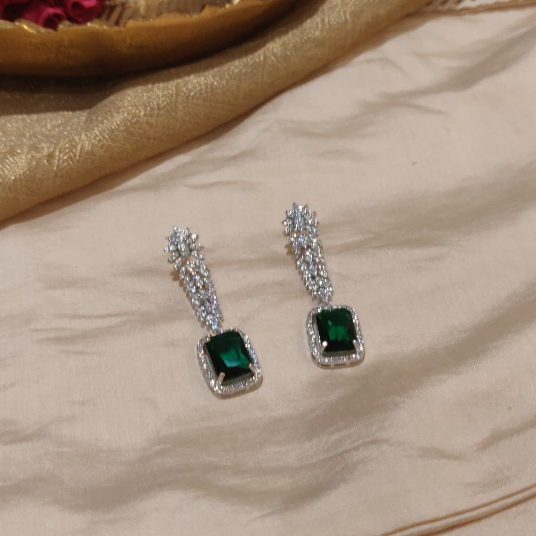 Pinnacle Silver Green Drop Earring
