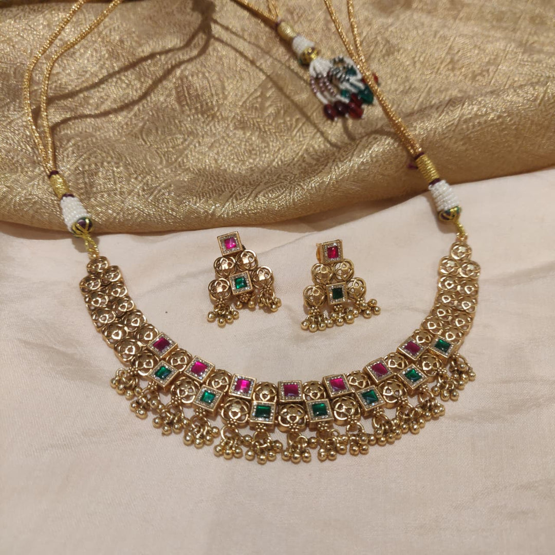 Glamorous Ruby Green AD Stone Bridal Choker
