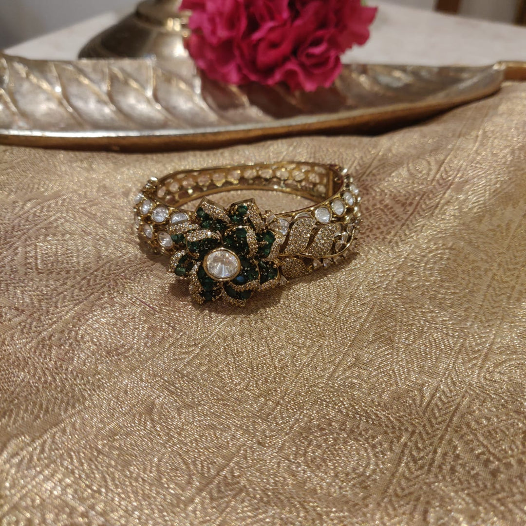 Radiant AD Stone Green Floral Kada