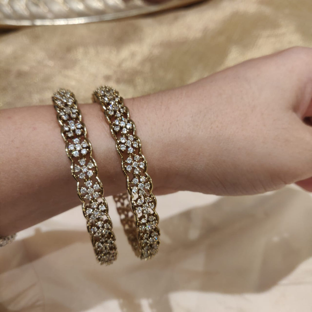 Alluring Crystal AD Stone Floral Bangles set of 2