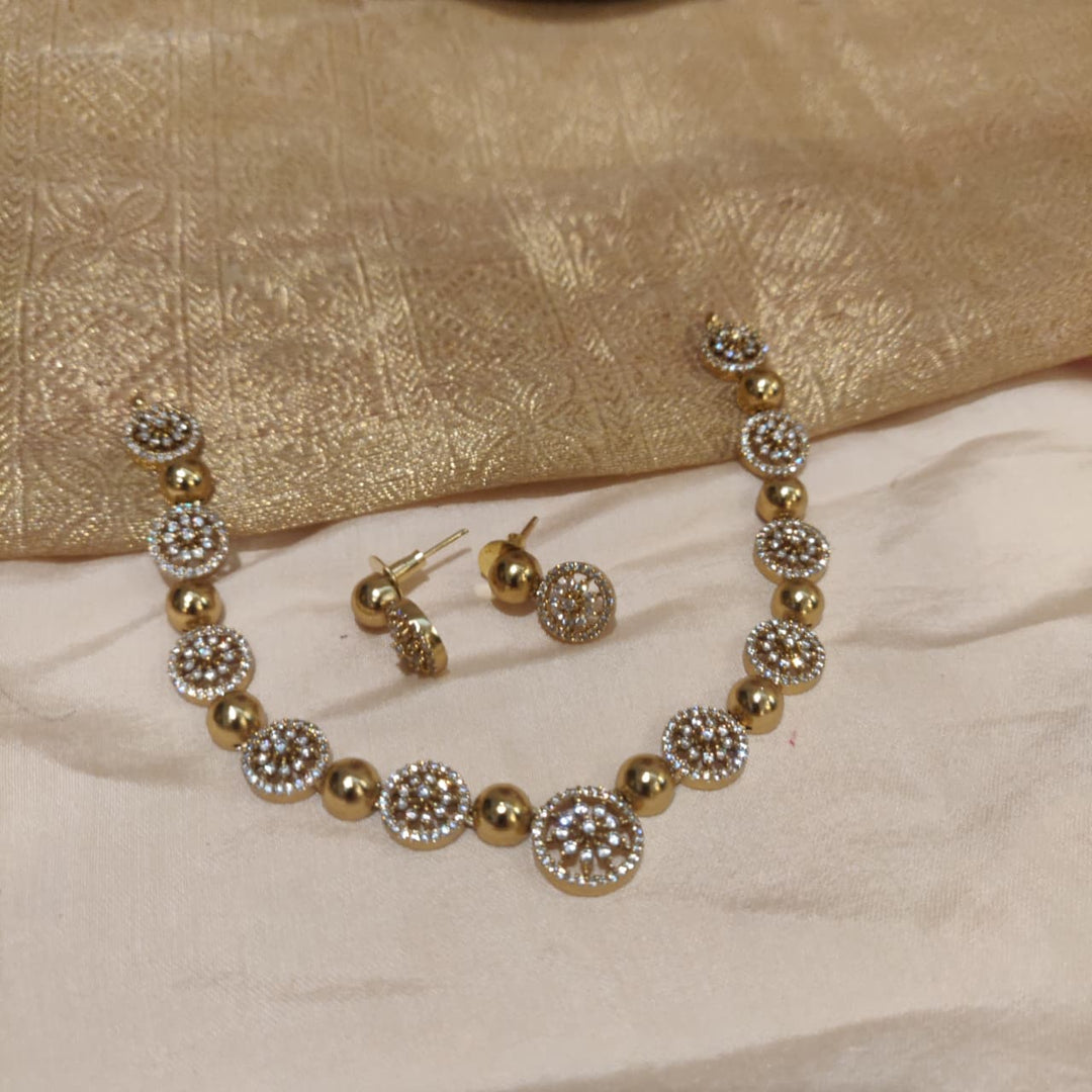 Artisanal Floral Golden CZ Necklace
