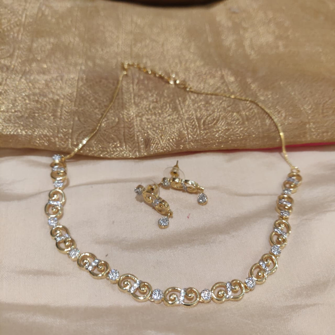 Brilliant Golden CZ Short Necklace