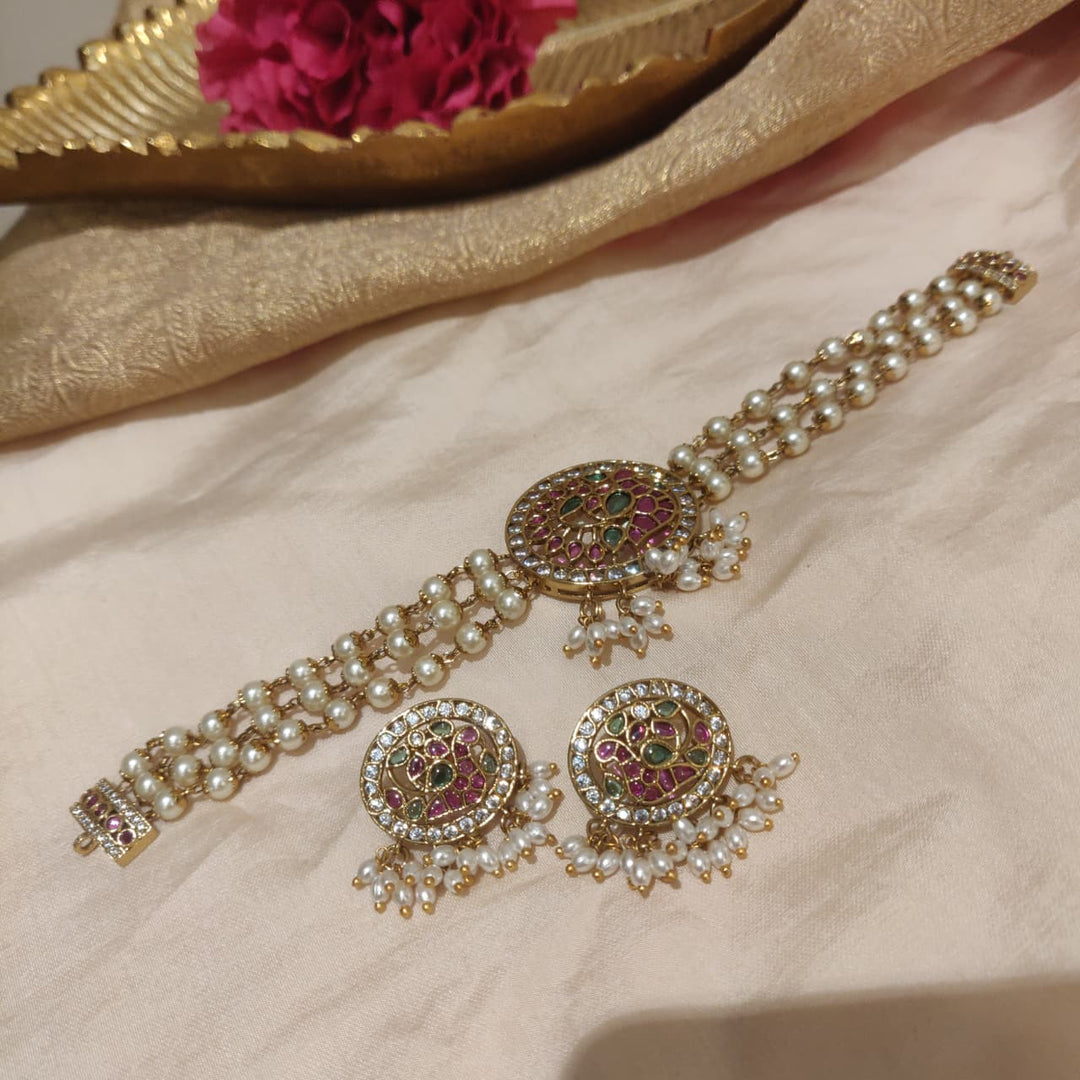 Opulent 3 Layer Pearl Choker with Ricepearl Beads