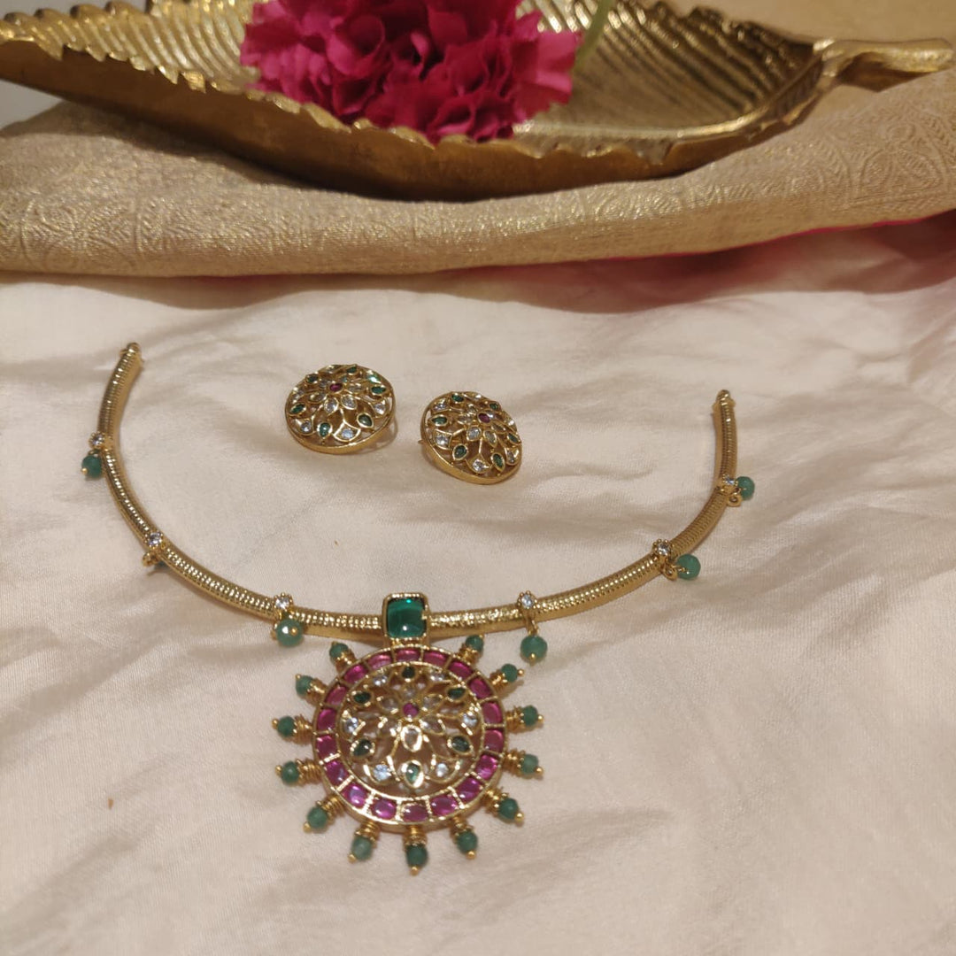 Majestic AD Stone Floral Necklace
