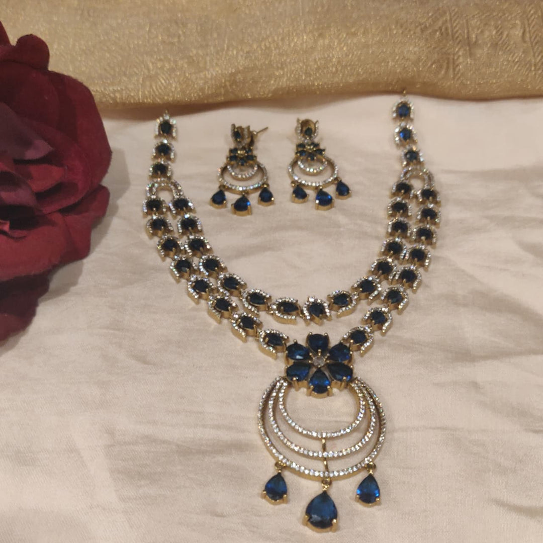 Enchanting Purple AD Stone Floral 2 Layer Necklace