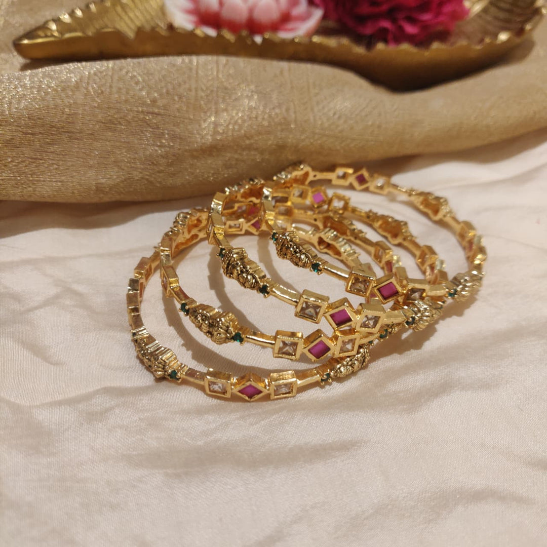 Elegant AD Temple Bangles set of 4