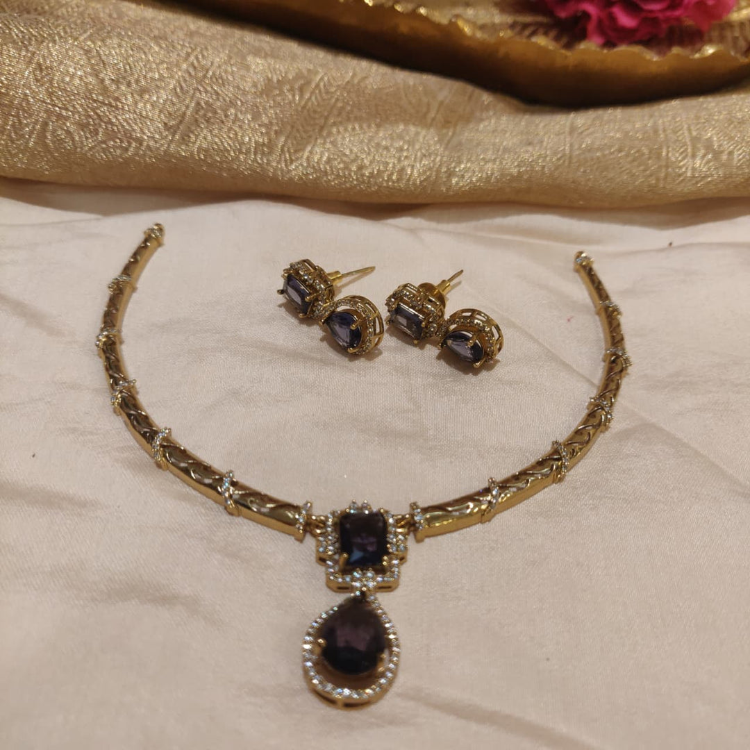 Elegant Purple AD Stone Necklace