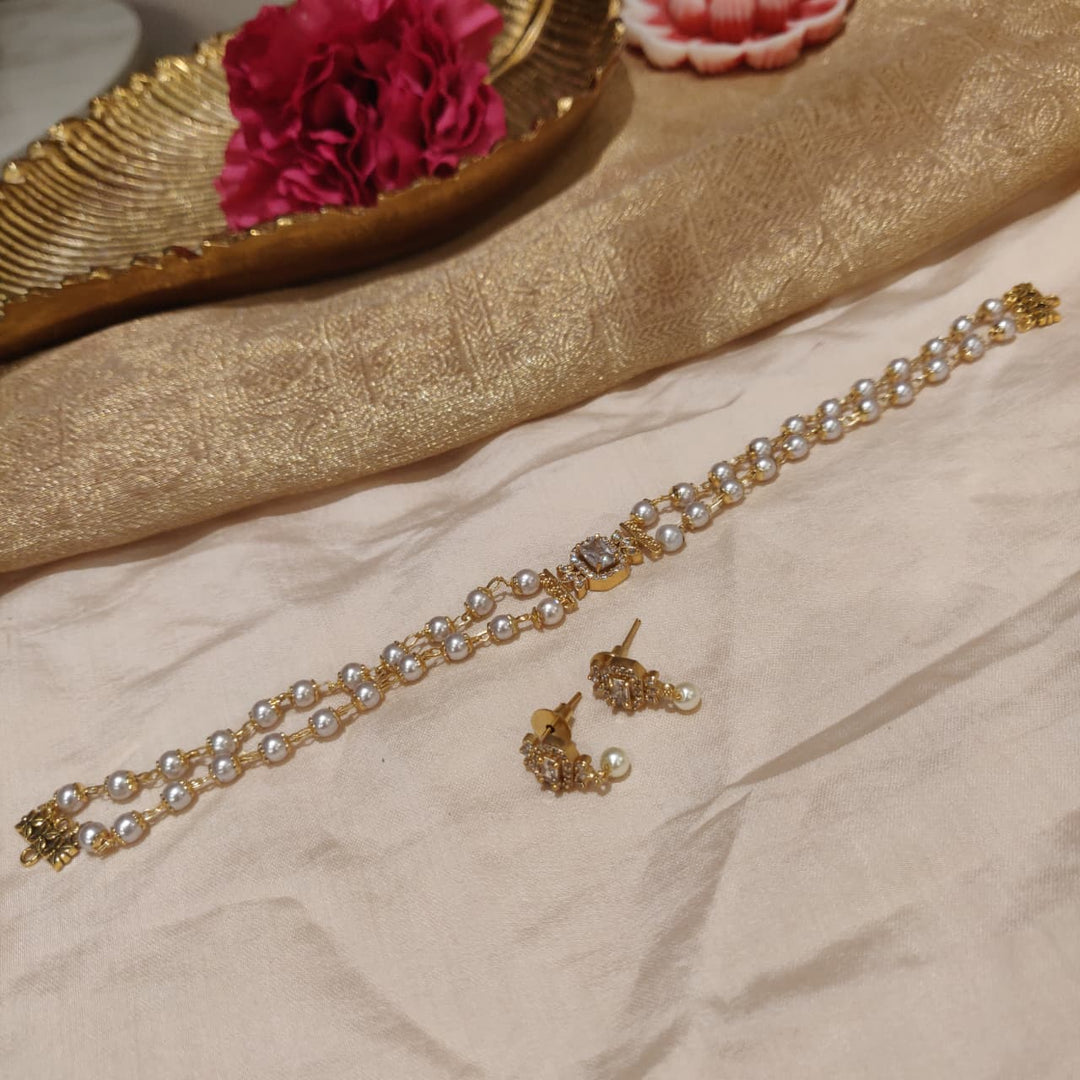 Opulent Pearls 2 Layer AD Stone Necklace
