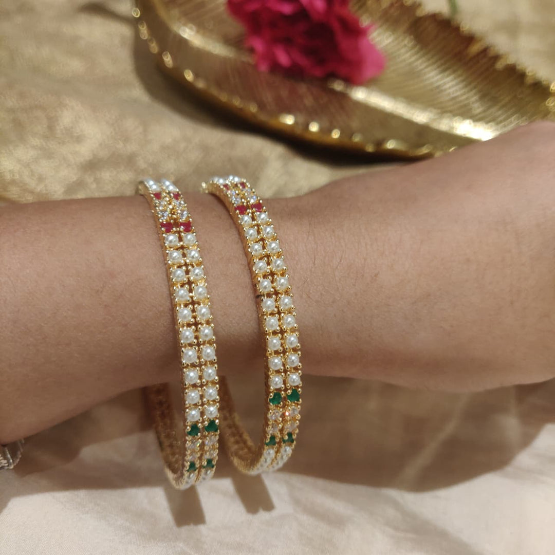 Delicate AD Stone Pearls Bangles