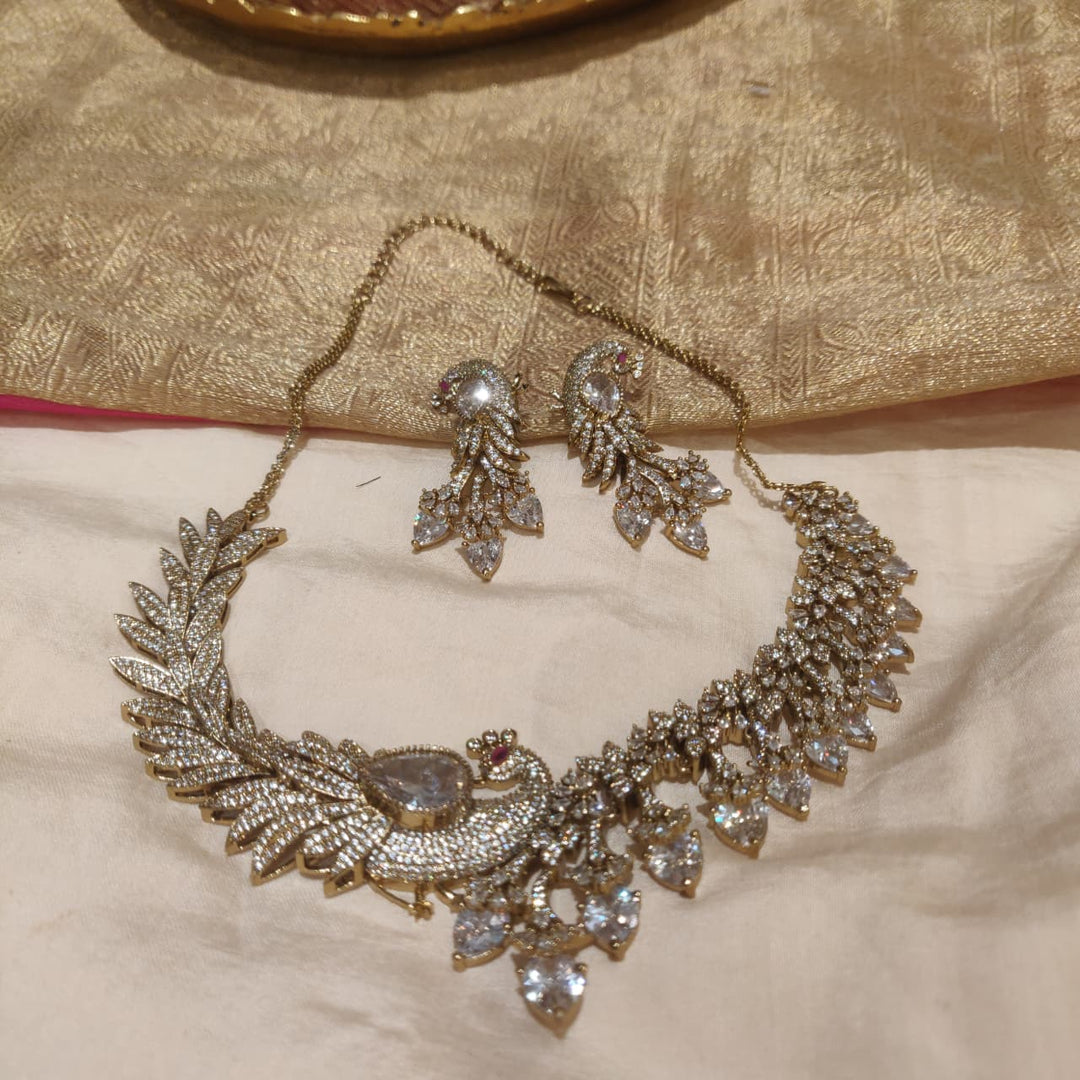 Opulent AD Crystal Stone Peacock Necklace