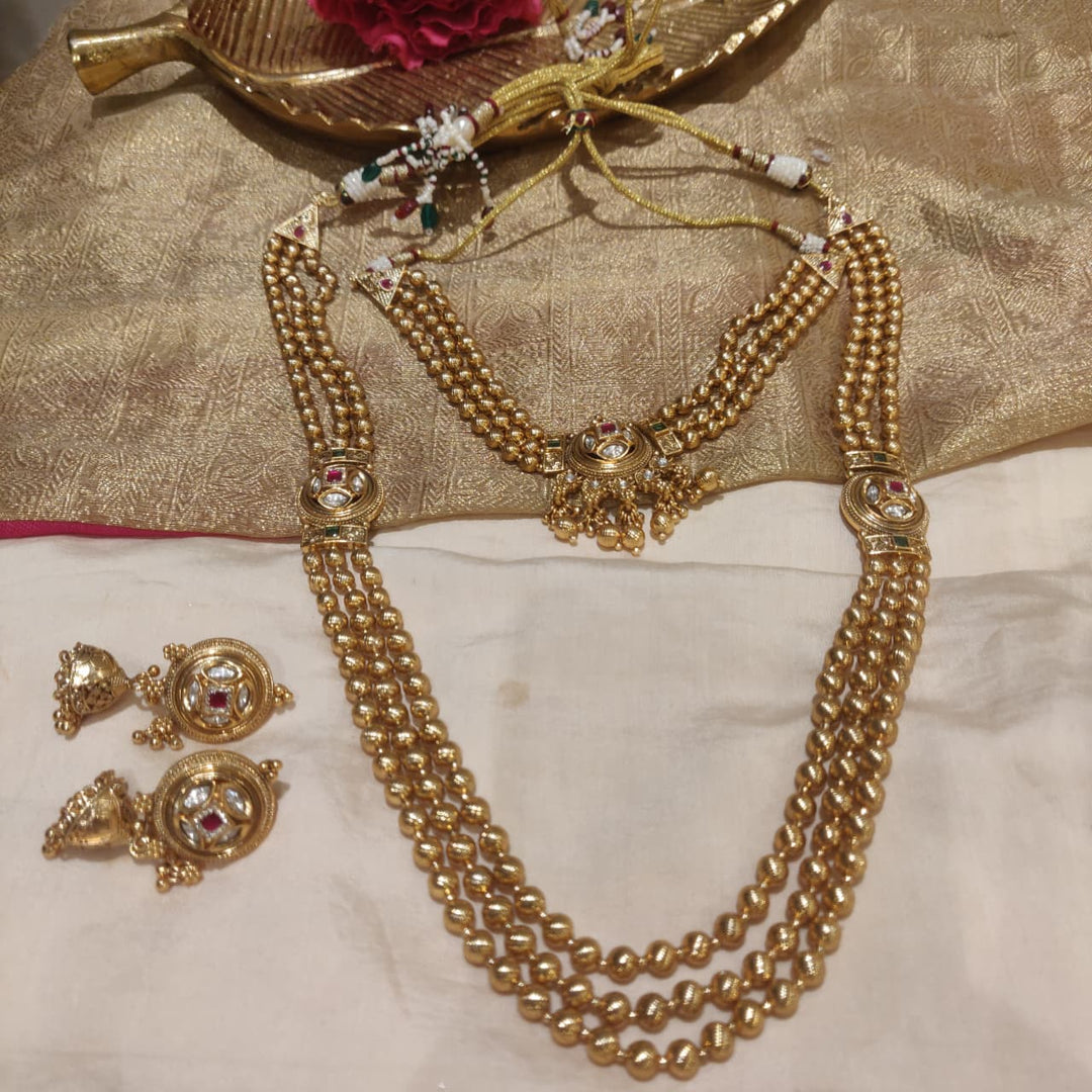 Elegant Rajwadi 3 Layer Necklace Choker Set