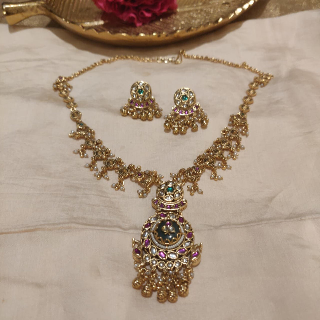 Enchanting Peacock AD Stone Bridal Necklace
