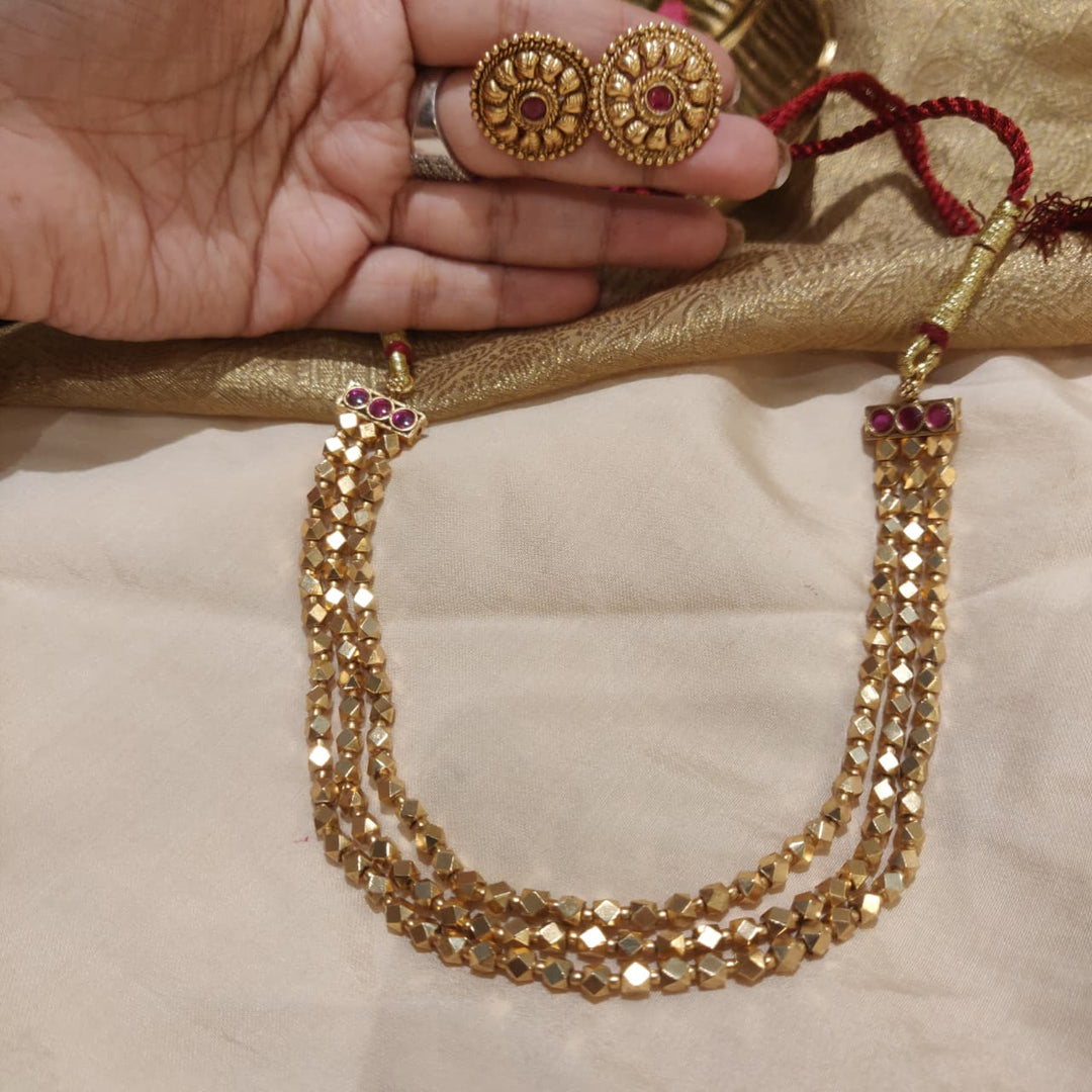 Delicate 3 Layer Golden Bridal Necklace