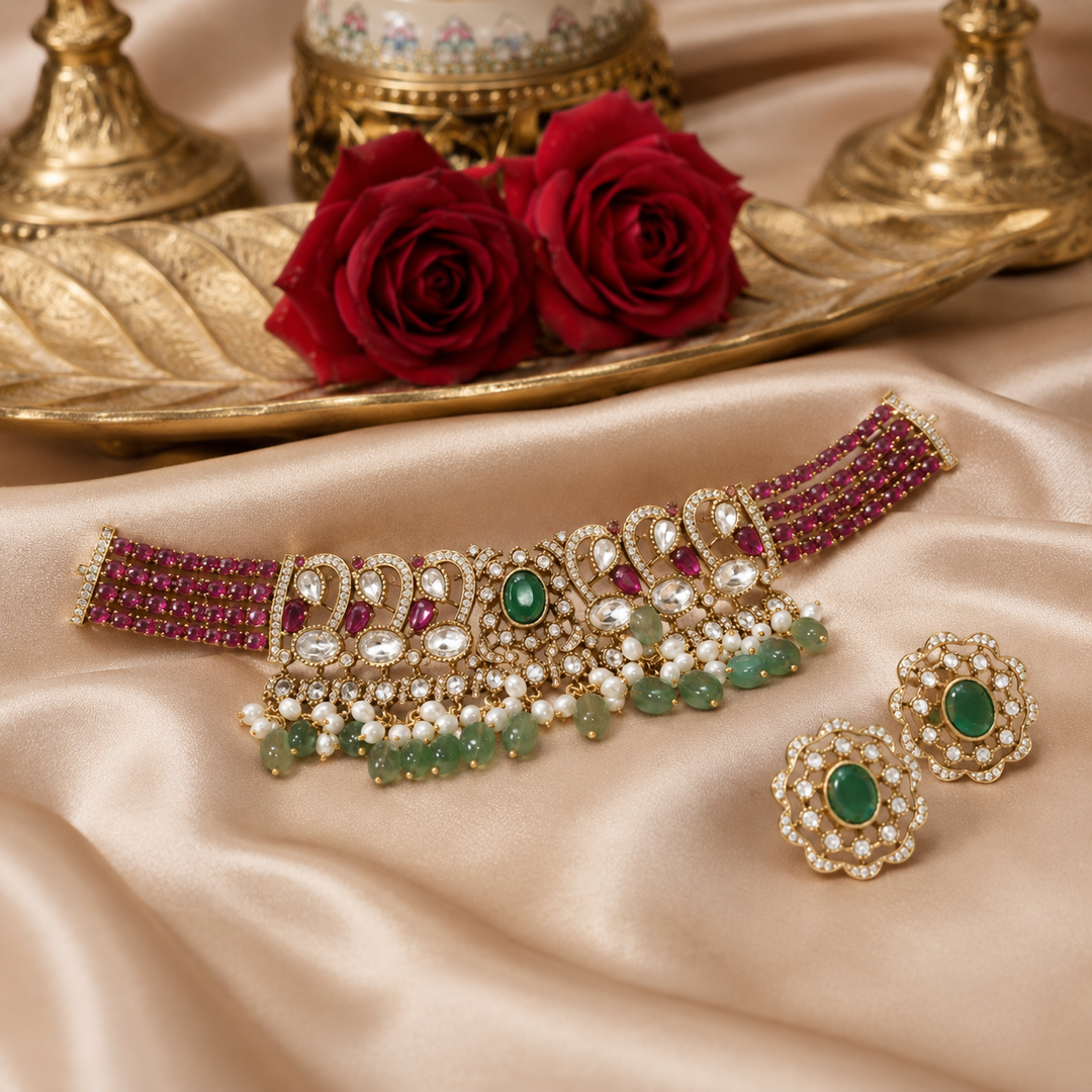 Sparkling Ruby Stone Choker
