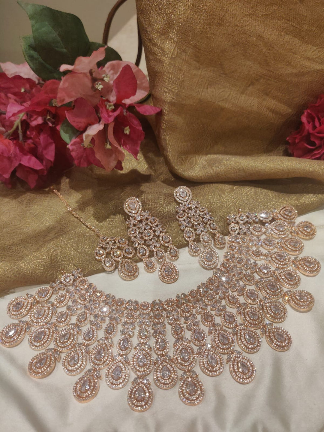 Beautiful Rose Gold Finish AD Princess Necklace
