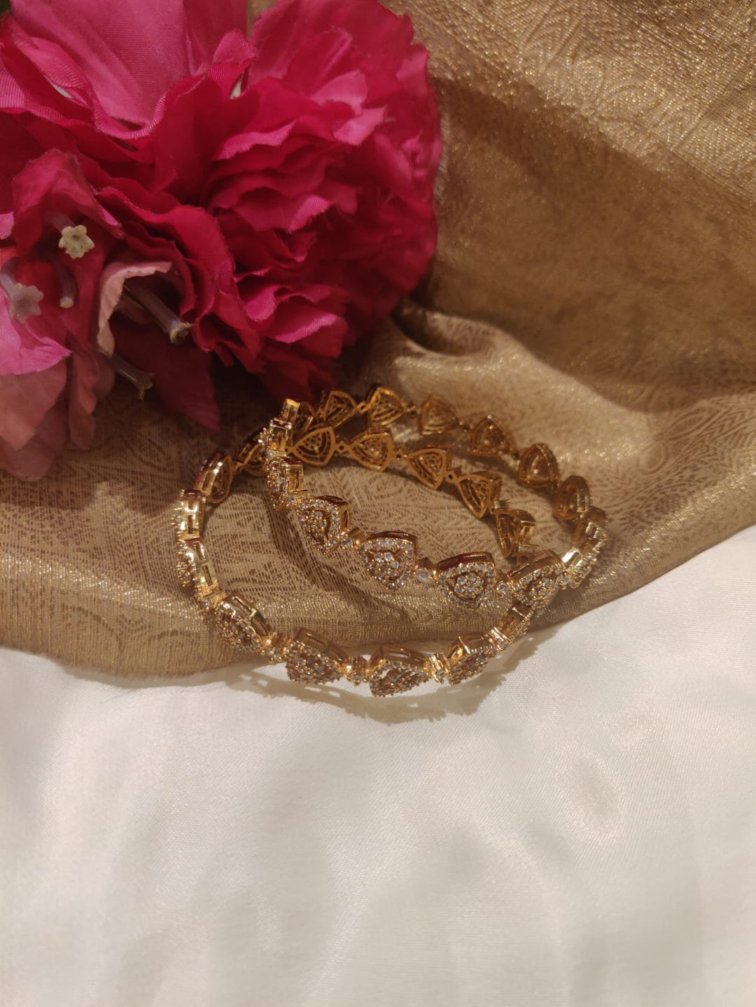 Premium Triangular Design AD Brass Bangles