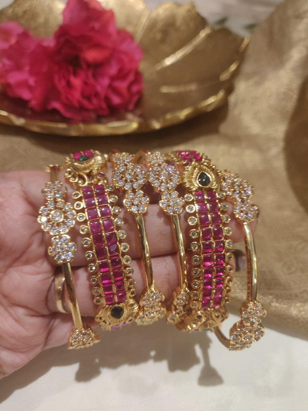 Royal Combo Collection of Kemp Bangles and AD Bangles