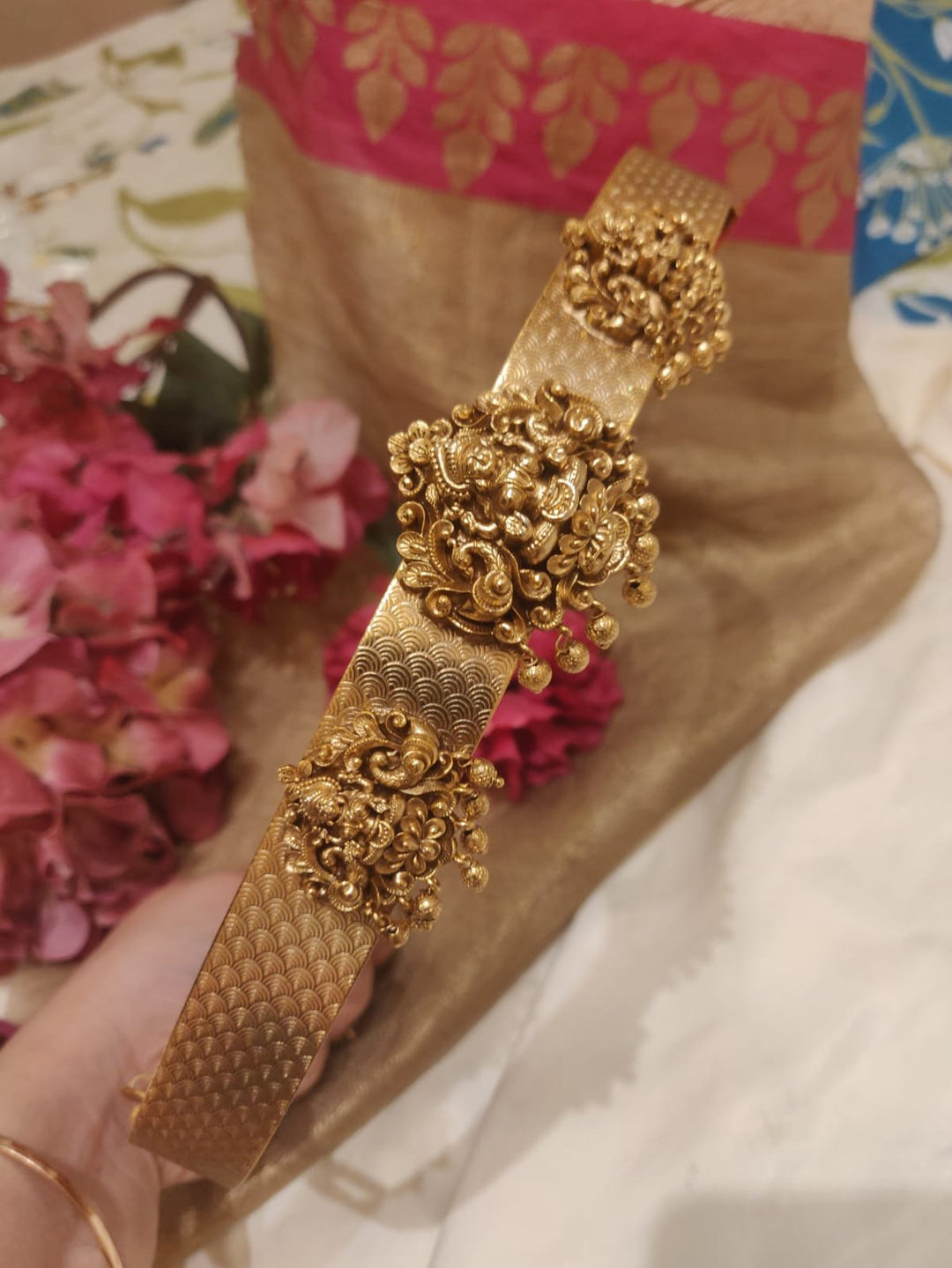 Beautiful Gold Plated Lakshmi Temple Design Bridal waistbelt