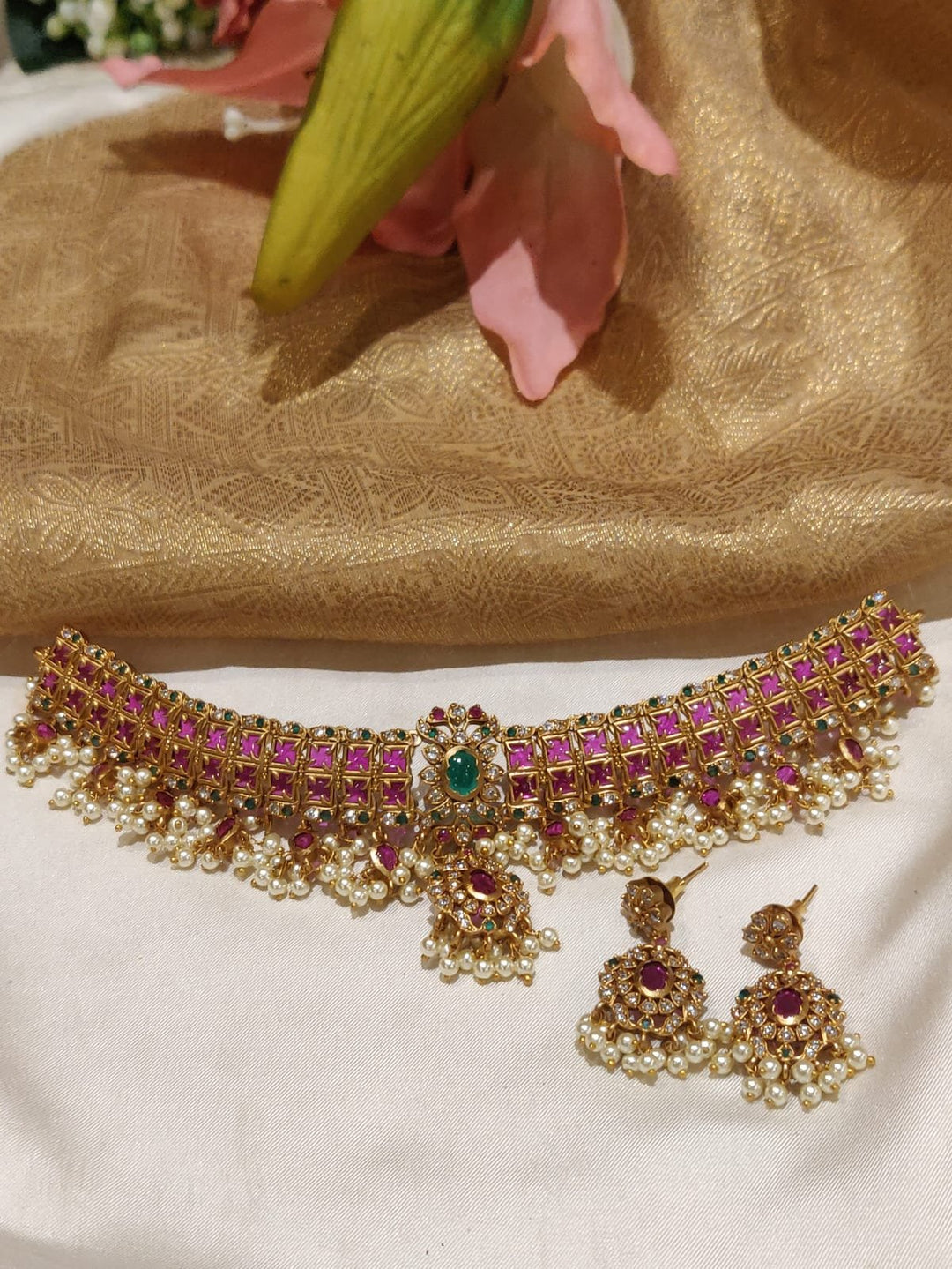 EJ Premium Pink Stone Kundan Choker