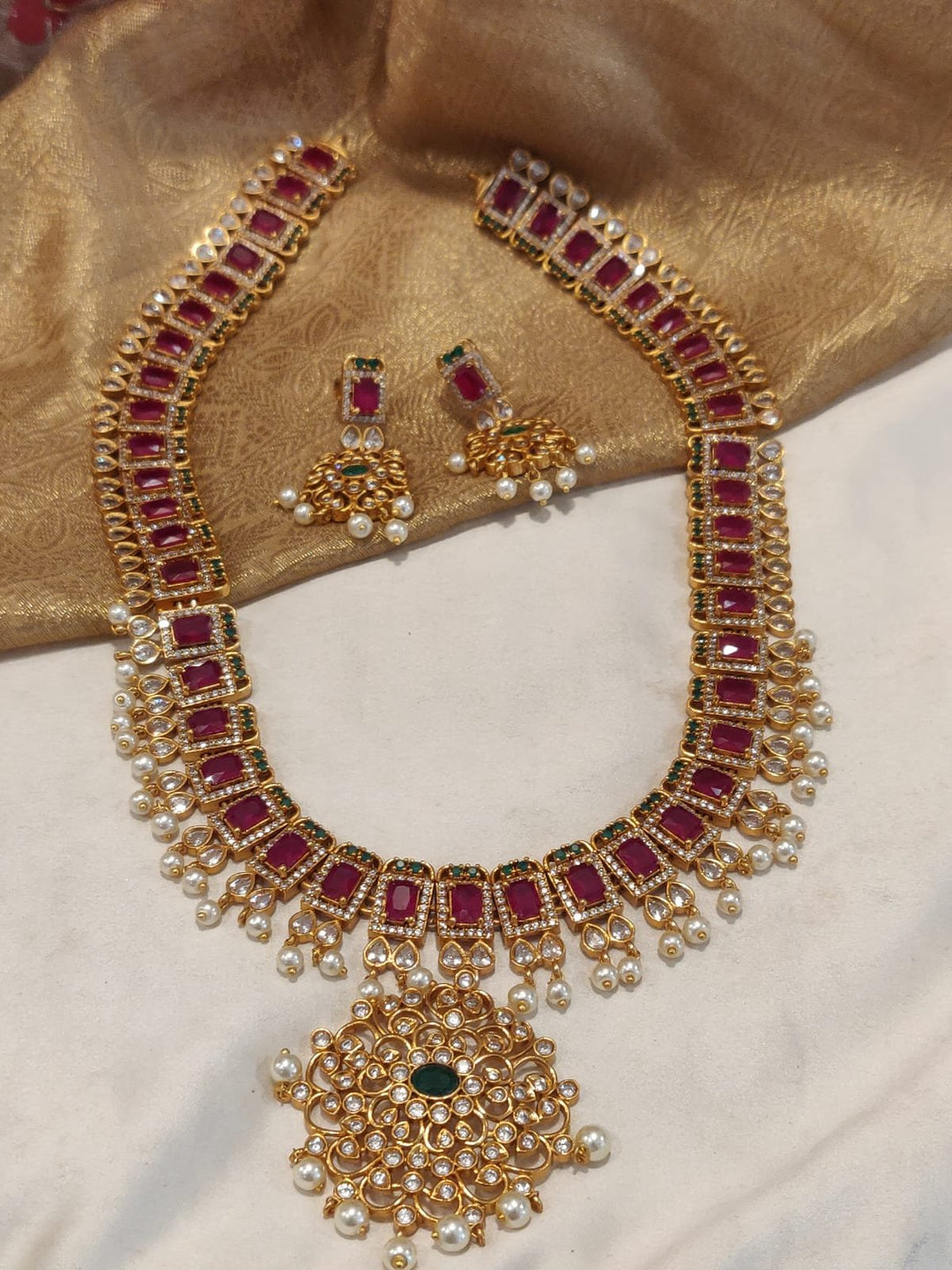 EJ Limited Edition Red Stone Studded Long Kundan Necklace