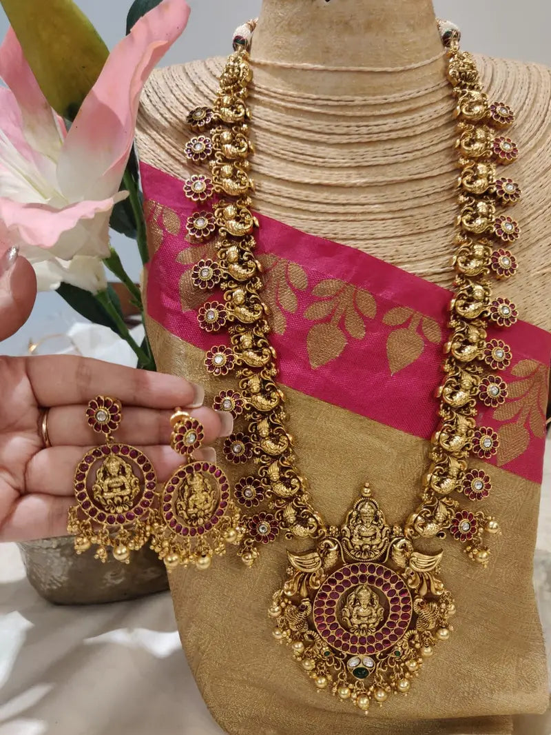Premium long bridal temple necklace