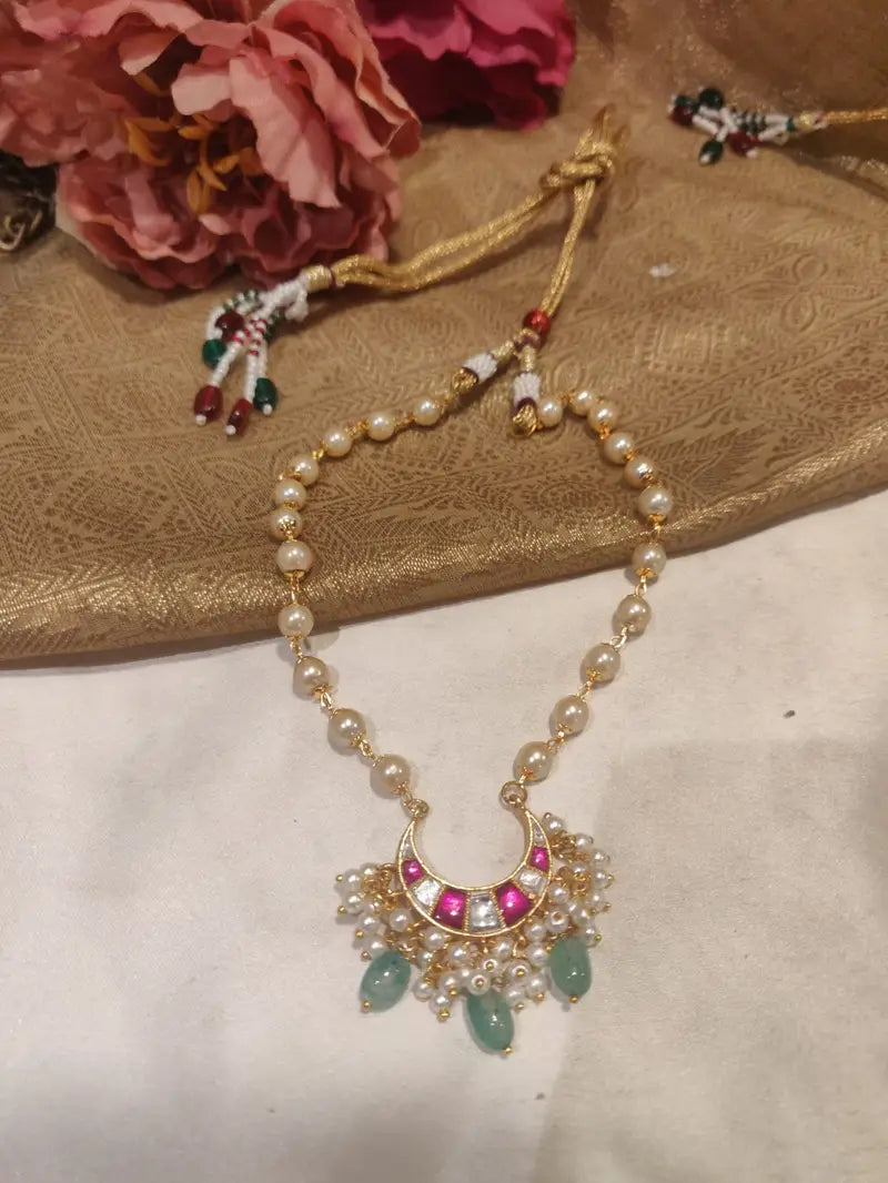 Premium Ocean Blue Beads Styled Pearl Short Necklace