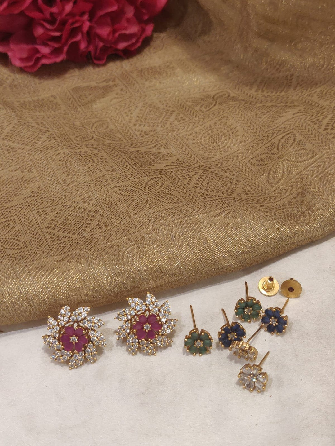 EJ Premium Floral Design Changeable Stone Earrings