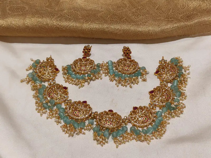Premium Light Green Kundan CZ Necklace