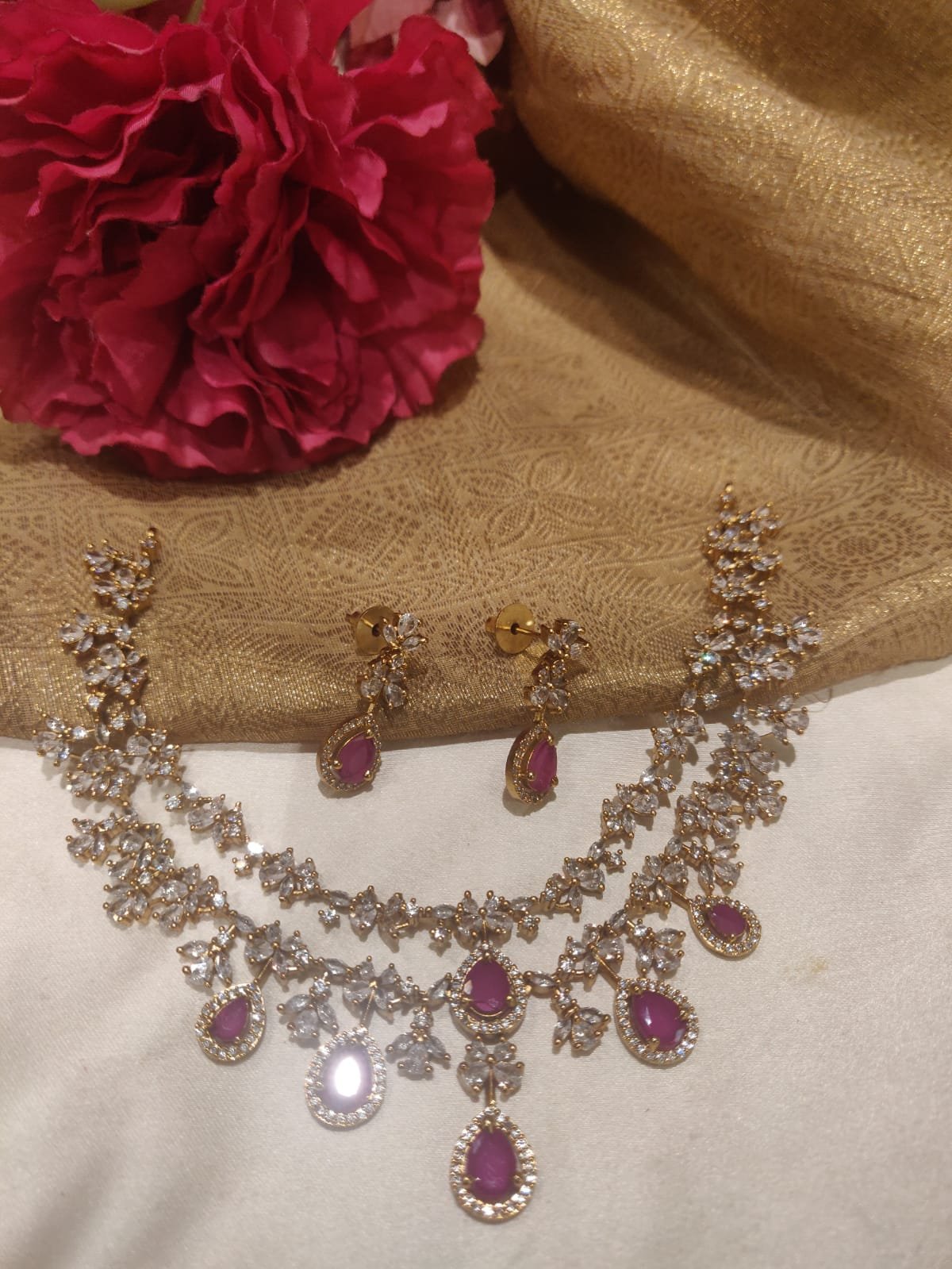 Magnificent ruby styled layered ad necklace
