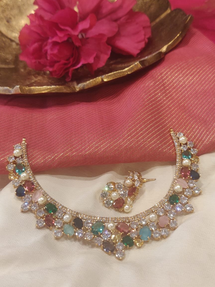 New Multicolour CZ Finish Necklace