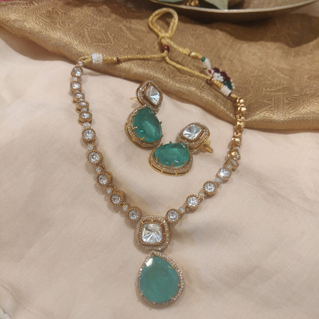 Refined SKY BLUE stone with ad stone necklace