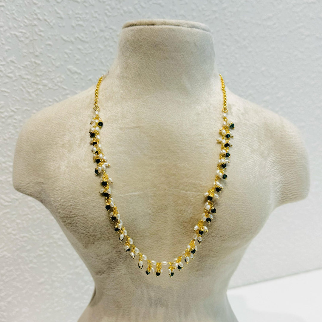 Exquisite Timeless Opulent Radiant black  pearls moti golden necklace