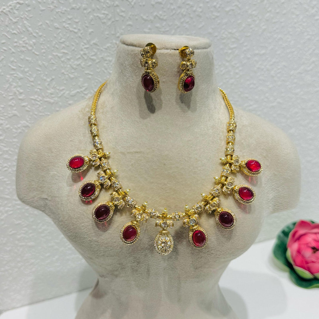 red golden rope necklace
