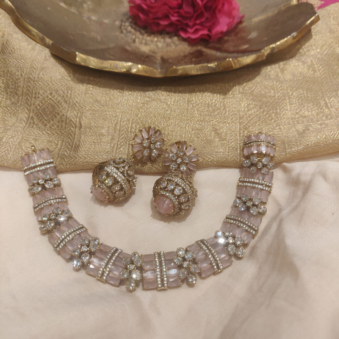 Pink rose floral design Necklace