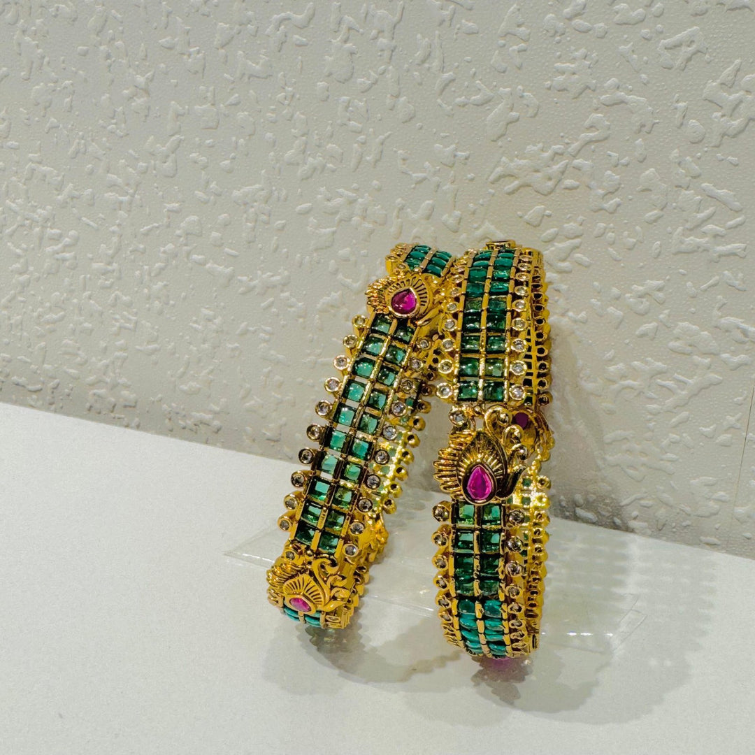 Peacock emerald golden bangles